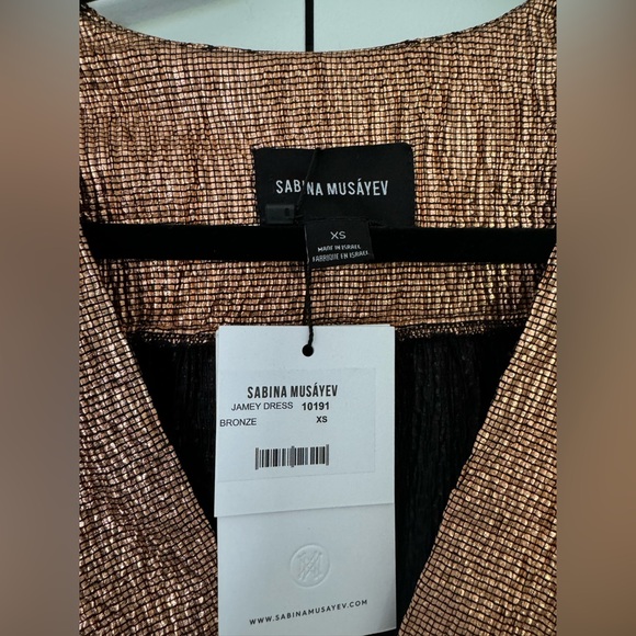 NWT Sabina Musayev Women's Balloon Sleeve Jamey Shimmer Mini Dress - Picture 3 of 3